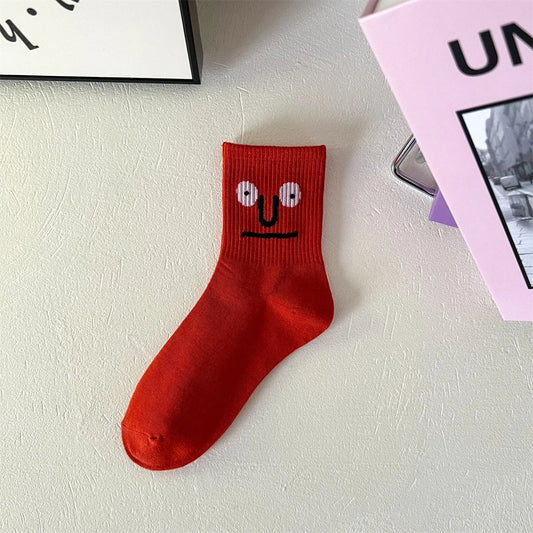 Funny Face Mid-Length Cotton Socks