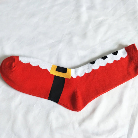 Festive Santa Suit Red Cotton Socks