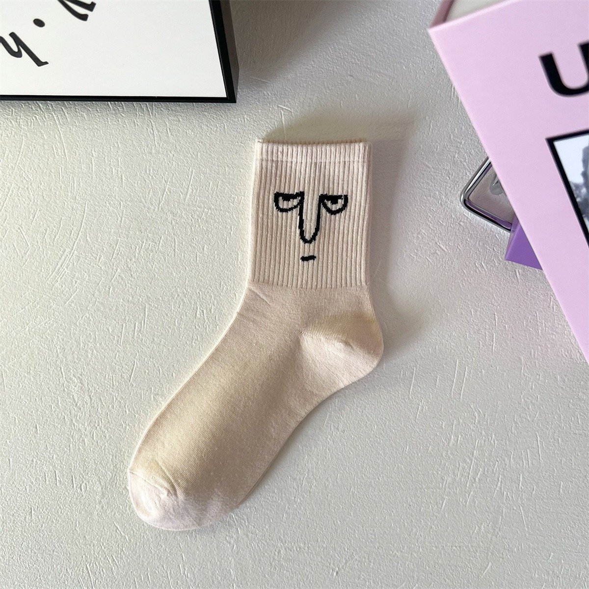 Funny Face Mid-Length Cotton Socks - Image 8
