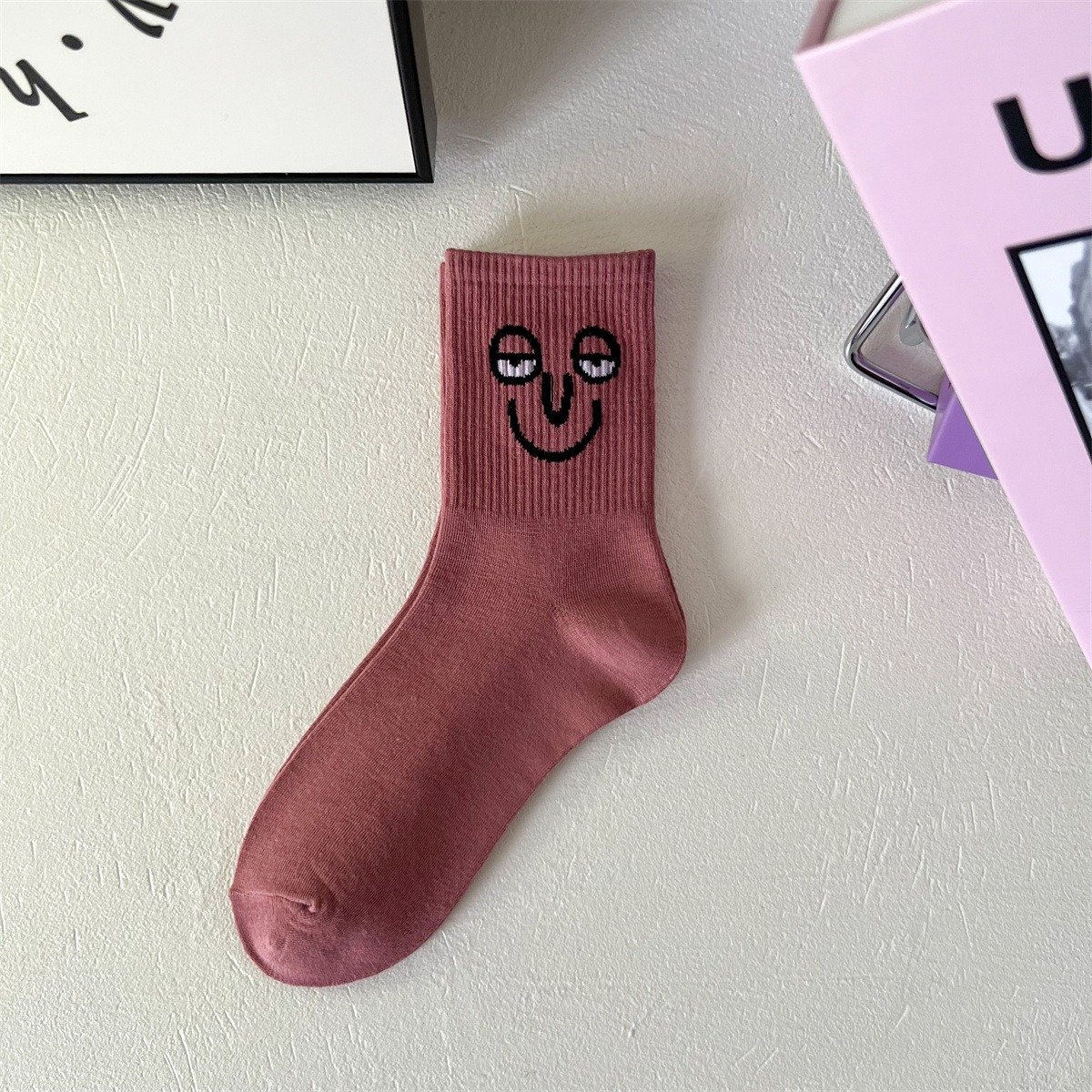Funny Face Mid-Length Cotton Socks - Image 7