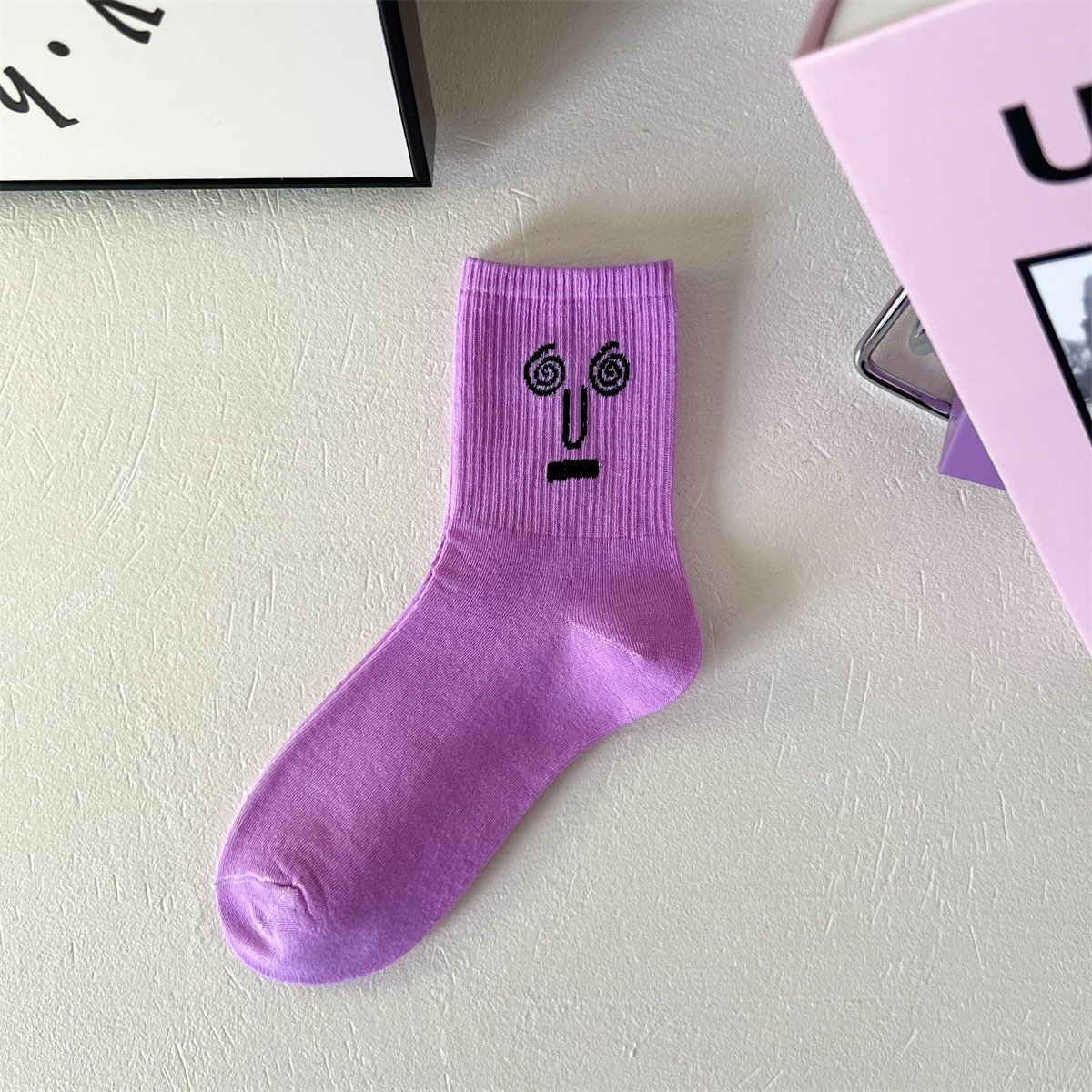 Funny Face Mid-Length Cotton Socks - Image 5