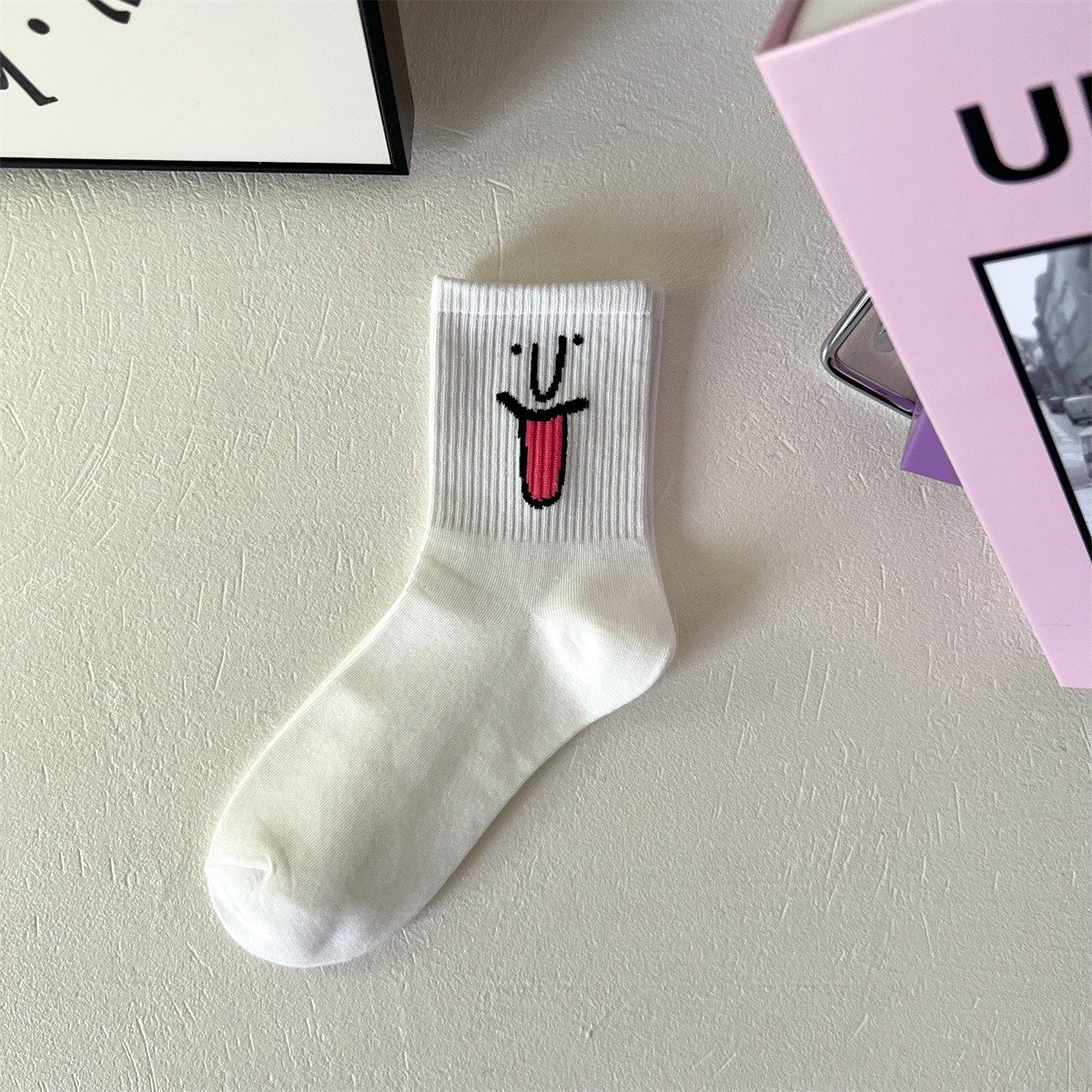 Funny Face Mid-Length Cotton Socks - Image 3