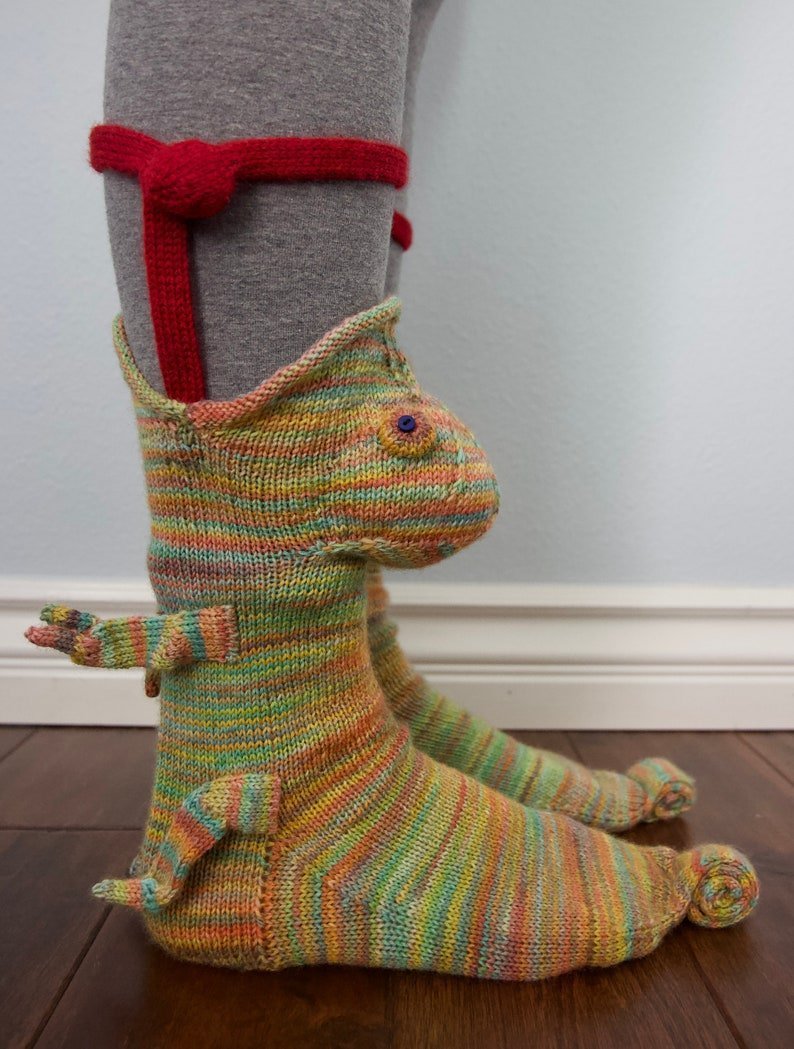 Fun Hand-Knitted Crocodile Floor Socks - Image 3