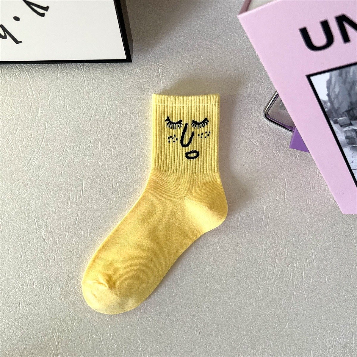 Funny Face Mid-Length Cotton Socks - Image 10