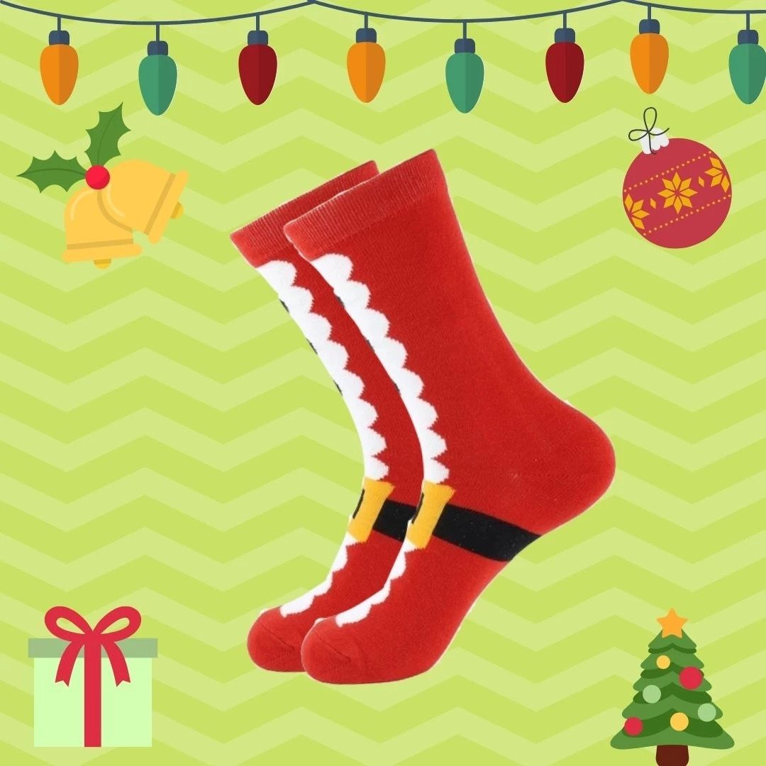 Festive Santa Suit Red Cotton Socks - Image 2