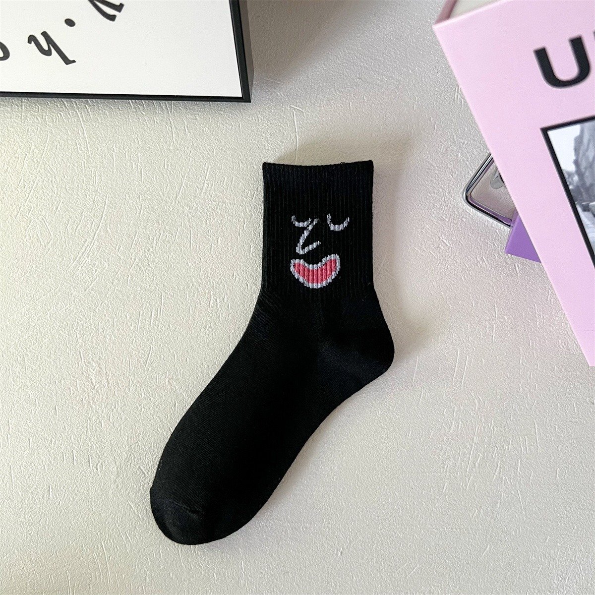 Funny Face Mid-Length Cotton Socks - Image 2