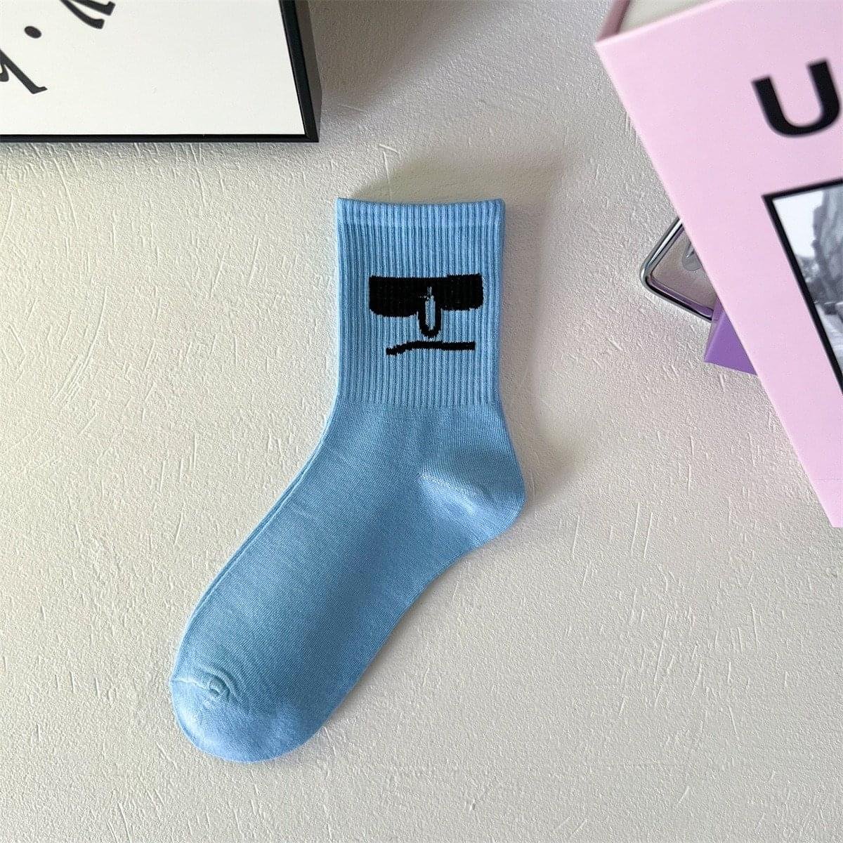 Funny Face Mid-Length Cotton Socks - Image 9